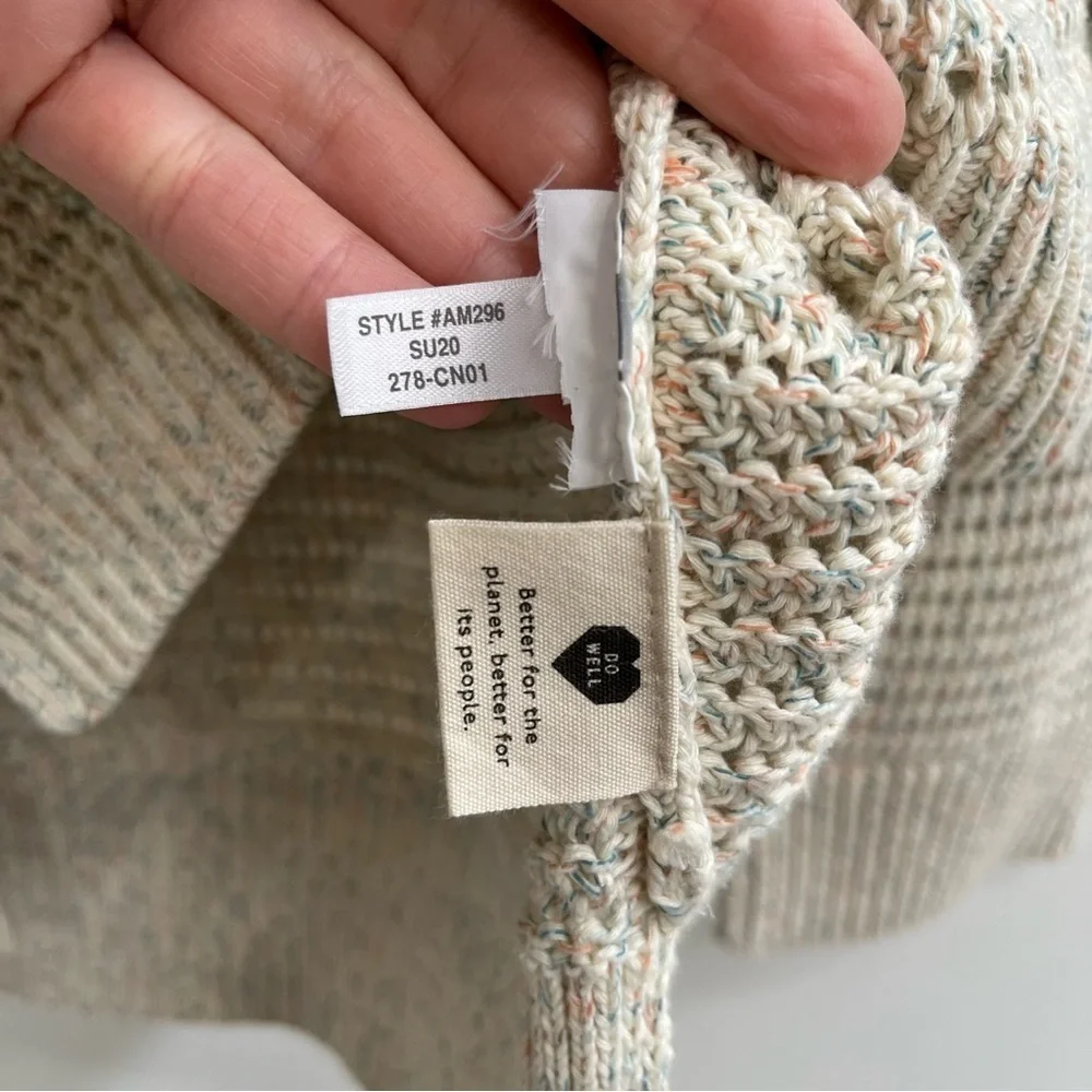 Madewell Rainbow Marled Seville Pullover Sweater Boxy Cropped Marled Beach XS